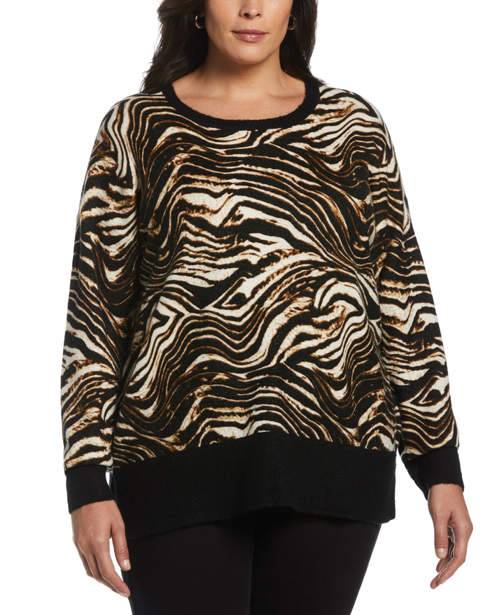 Animal Print Slouchy Sweater (Black) 