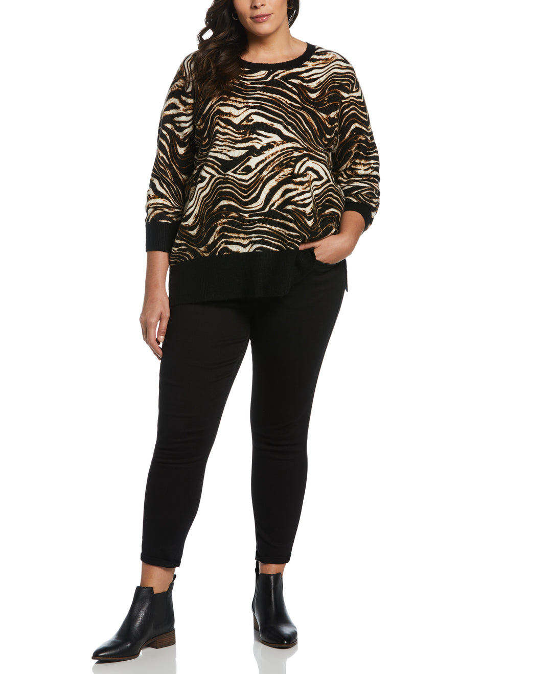 Animal Print Slouchy Sweater-Sweater-Rafaella-Sportswear