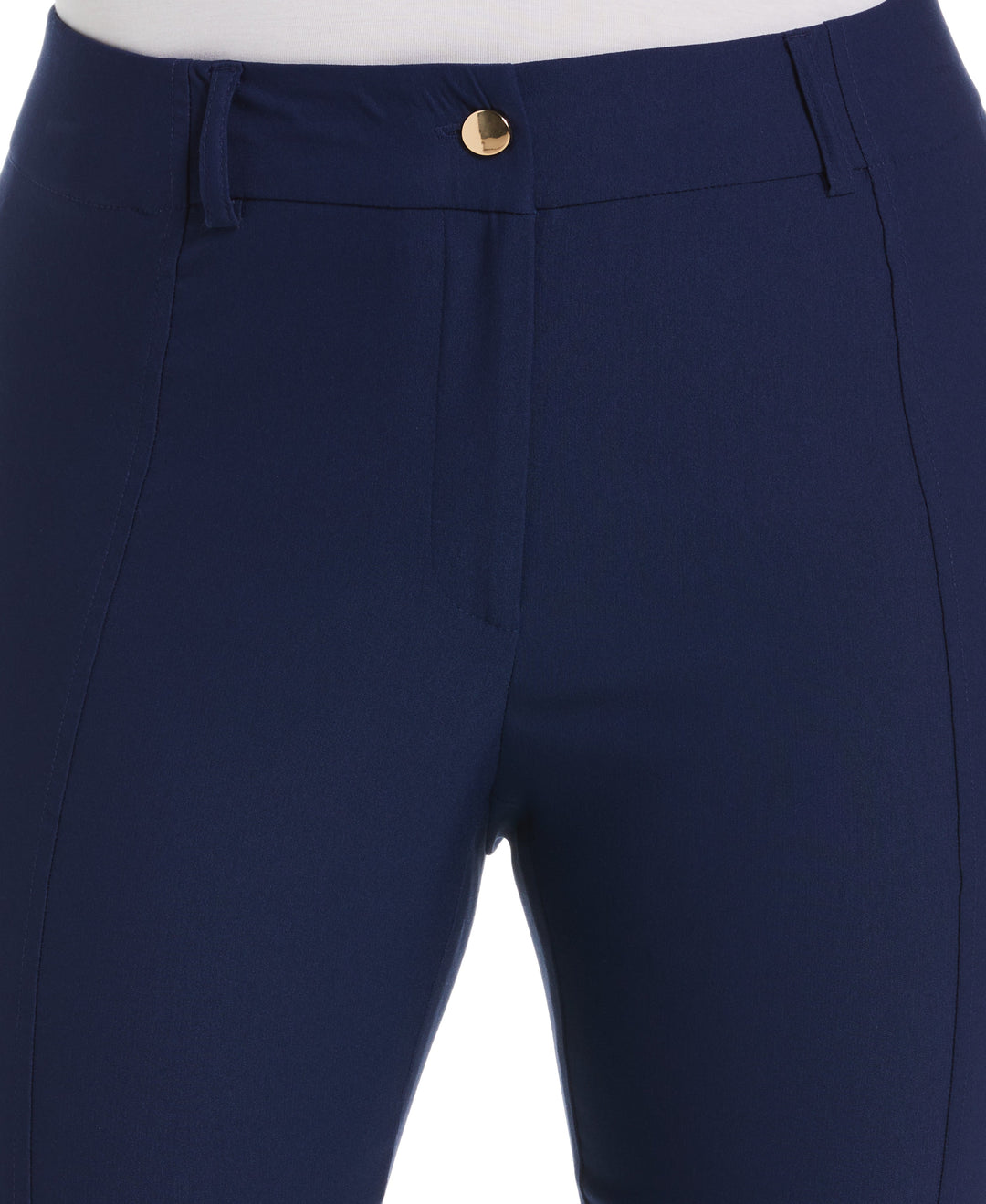 Classic Fit Seamed Straight Leg Crop Pant with Vents (Mediterranean Blue) 
