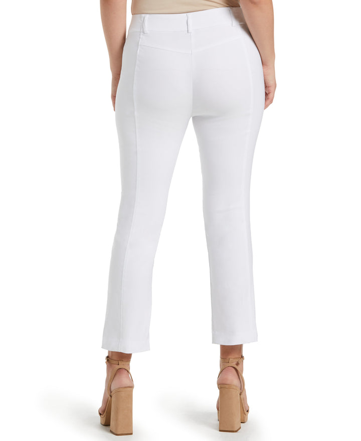 Classic Fit Seamed Straight Leg Crop Pant with Vents (White) 