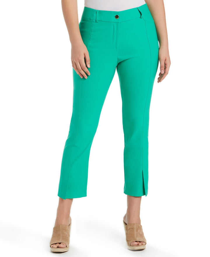 Classic Fit Seamed Straight Leg Crop Pant with Vents (Simply Green) 