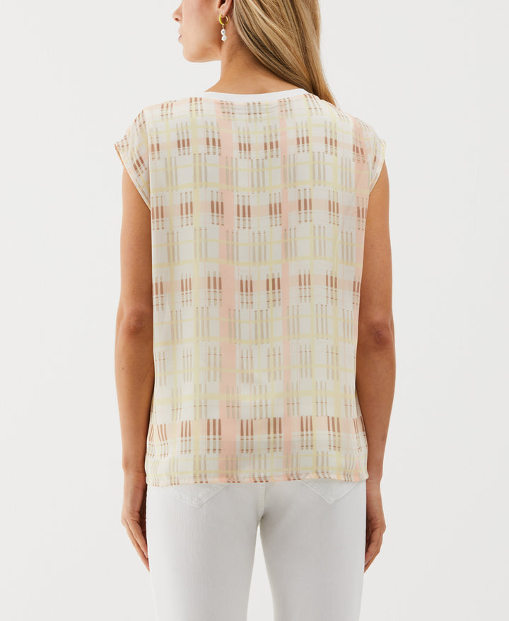 Crosshatch Print Top (Bisque) 