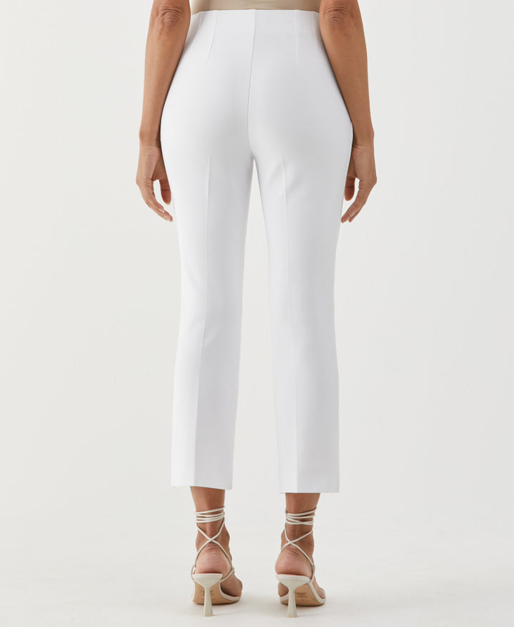 Double Dart Crop Bootcut Pant (White) 