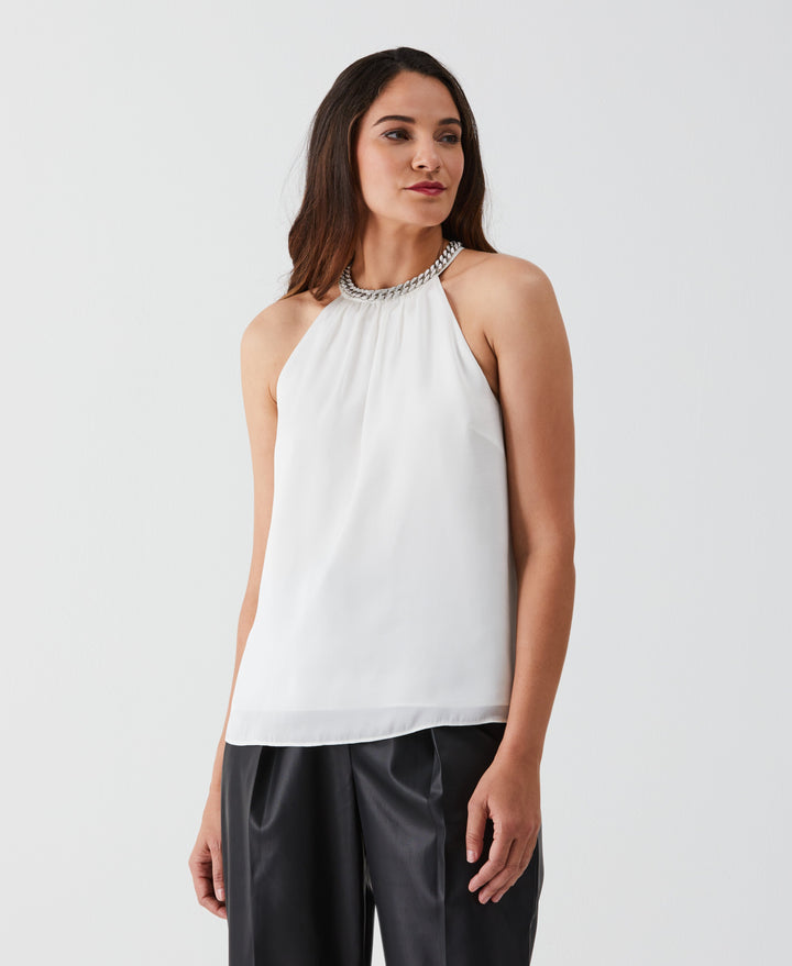 Embellished Halter Blouse (Star White) 
