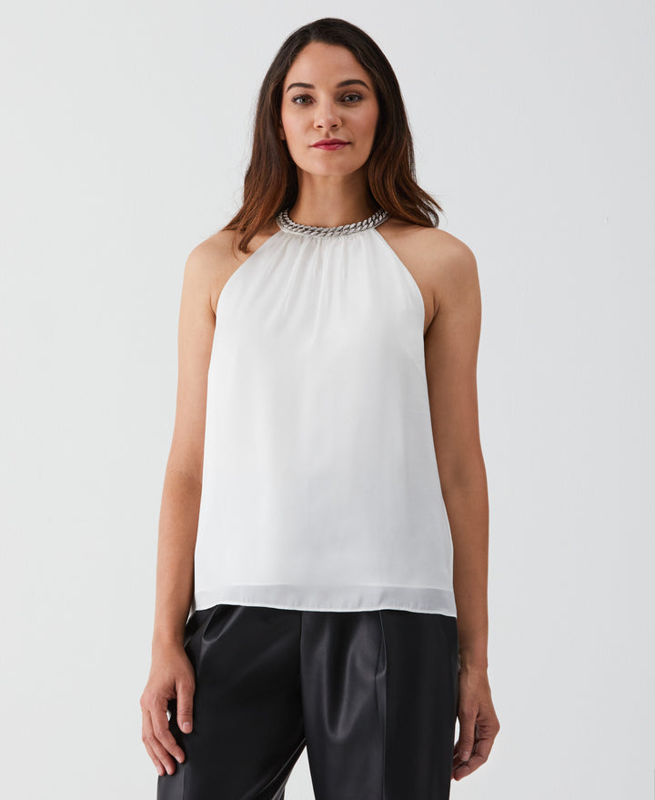 Embellished Halter Blouse (Star White) 