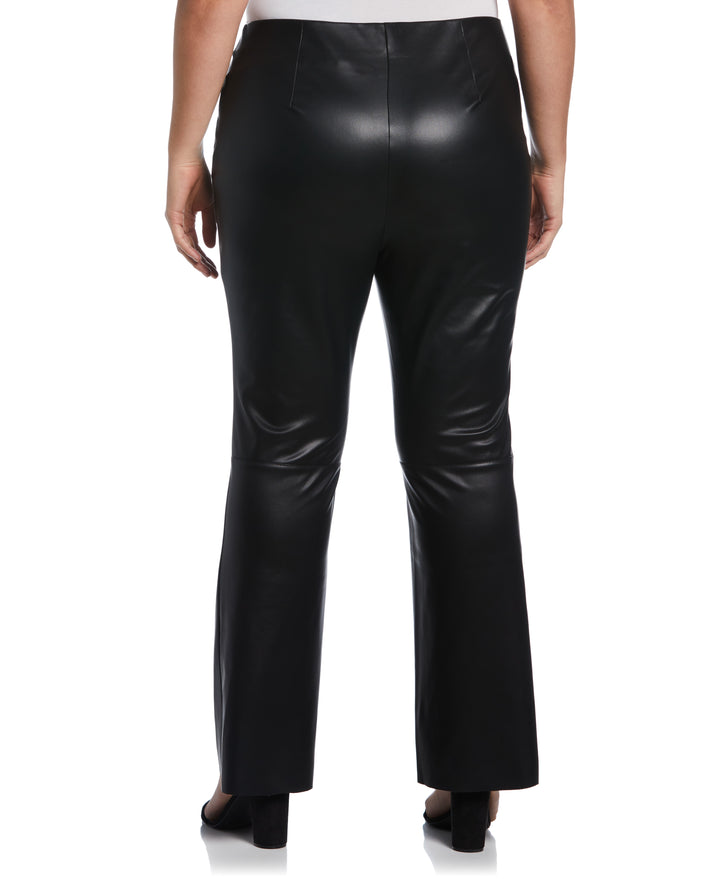 Faux Leather High Waist Boot Cut Pant (Black) 