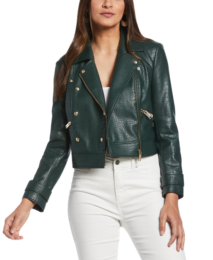 Faux Leather Moto Jacket (Envy) 