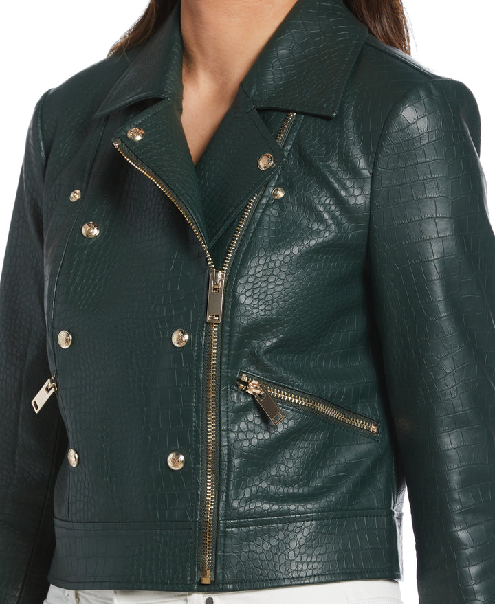 Faux Leather Moto Jacket (Envy) 