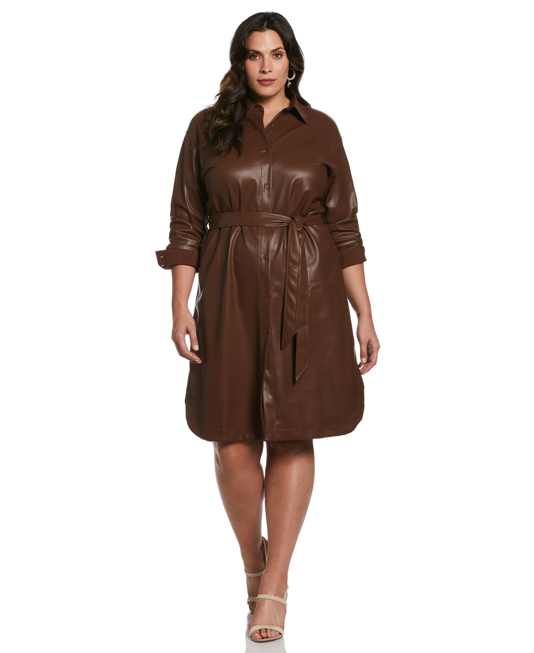 Faux Leather Shirtdress (Rocky Road) 