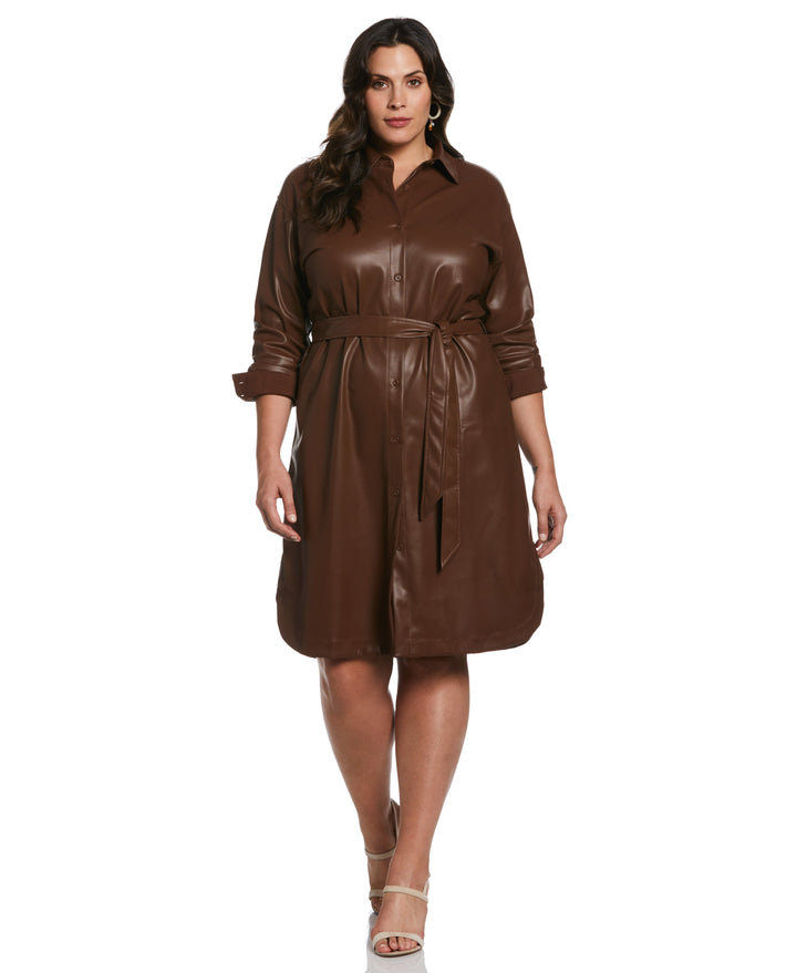 Faux Leather Shirtdress (Rocky Road) 