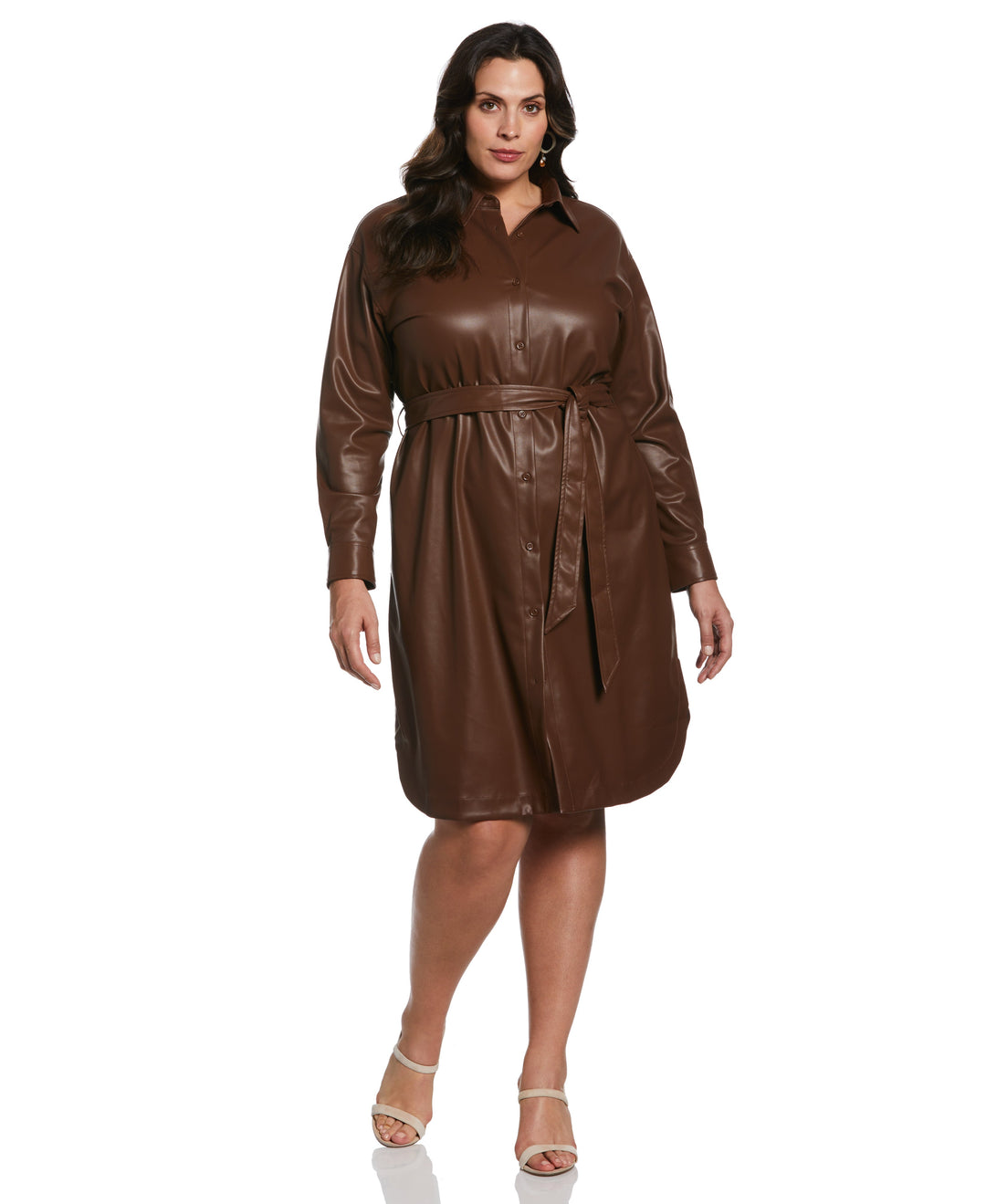 Faux Leather Shirtdress (Rocky Road) 