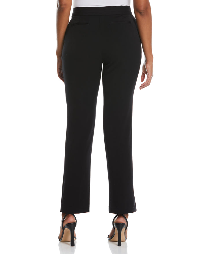 GABARDINE SLIM LEG PANT - CURVY FIT (Black) 