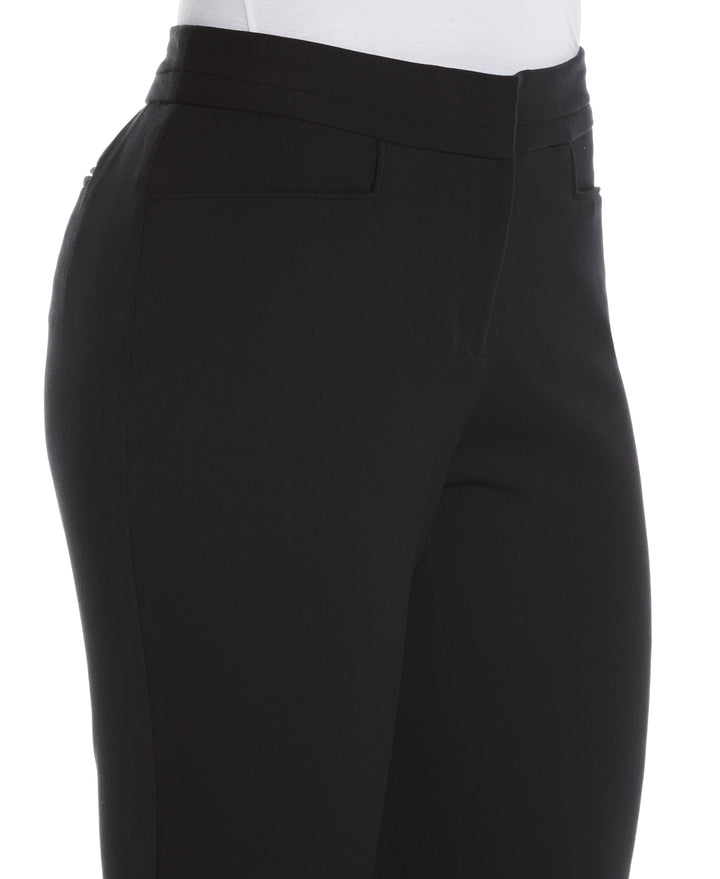 GABARDINE SLIM LEG PANT - CURVY FIT (Black) 