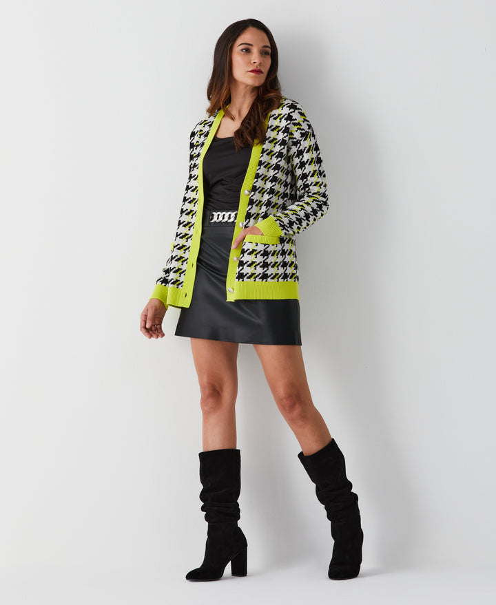 Houndstooth Relaxed Cardigan (Sulphur Spring) 