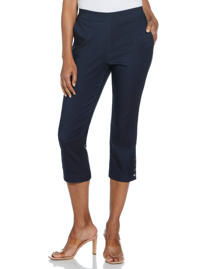 Indigo Rinse Rivet Detail Pull-On Capris (Rinse) 
