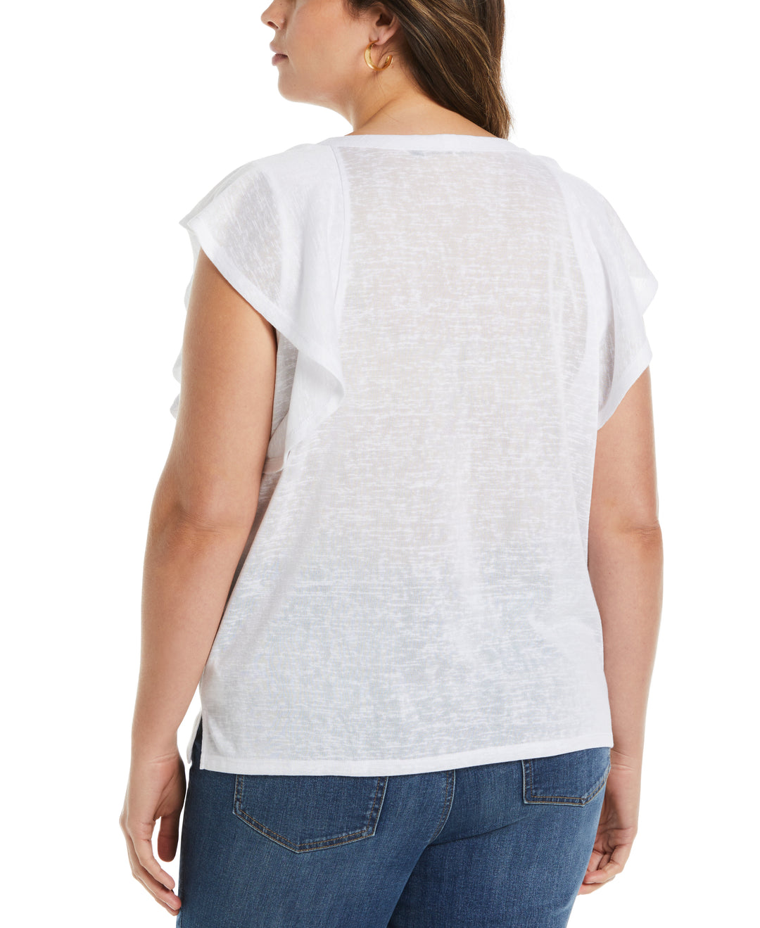 Lace-Up Flutter Sleeve Top (White) 