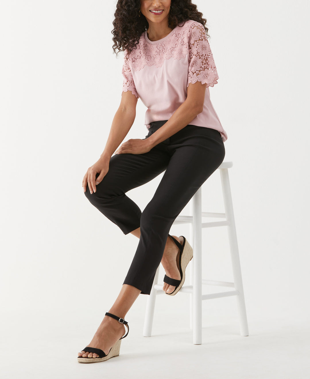 Lace Yoke Knit Top (Zephyr) 