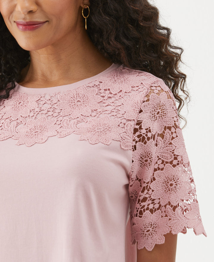 Lace Yoke Knit Top (Zephyr) 