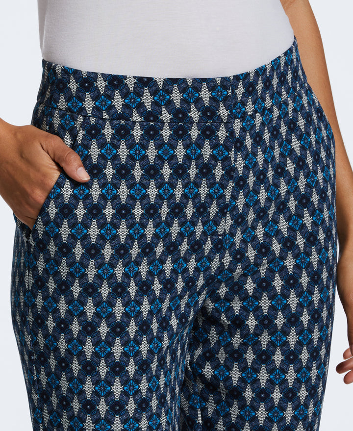Medallion Print Cropped Cullotte Pant (Malibu Blue) 