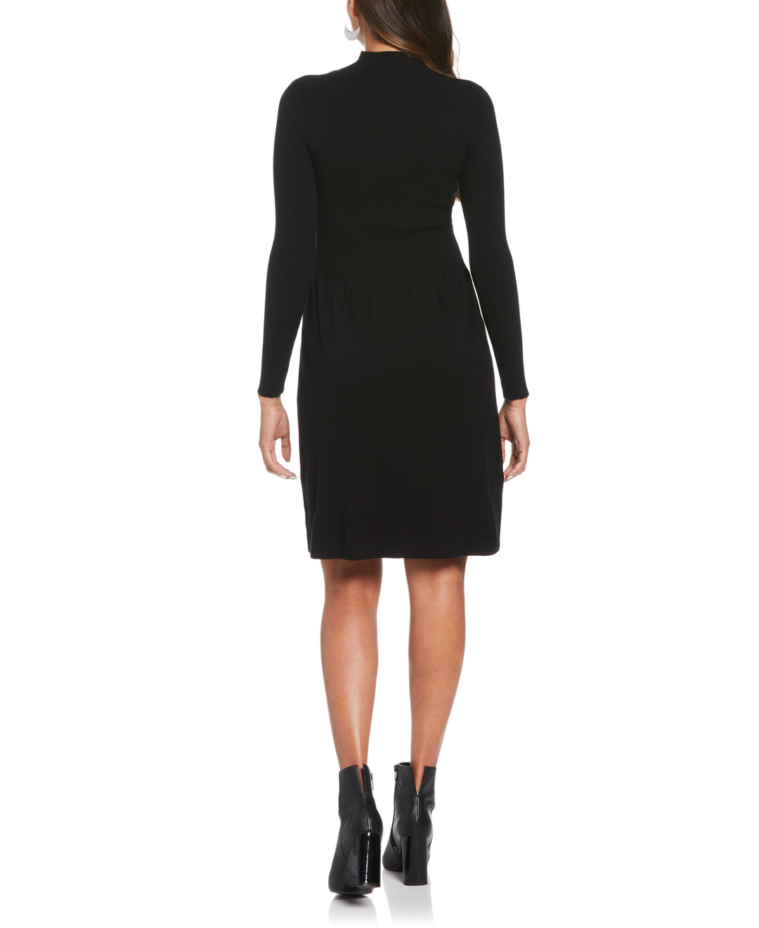Mock Neck Sweater Dress (Black) 