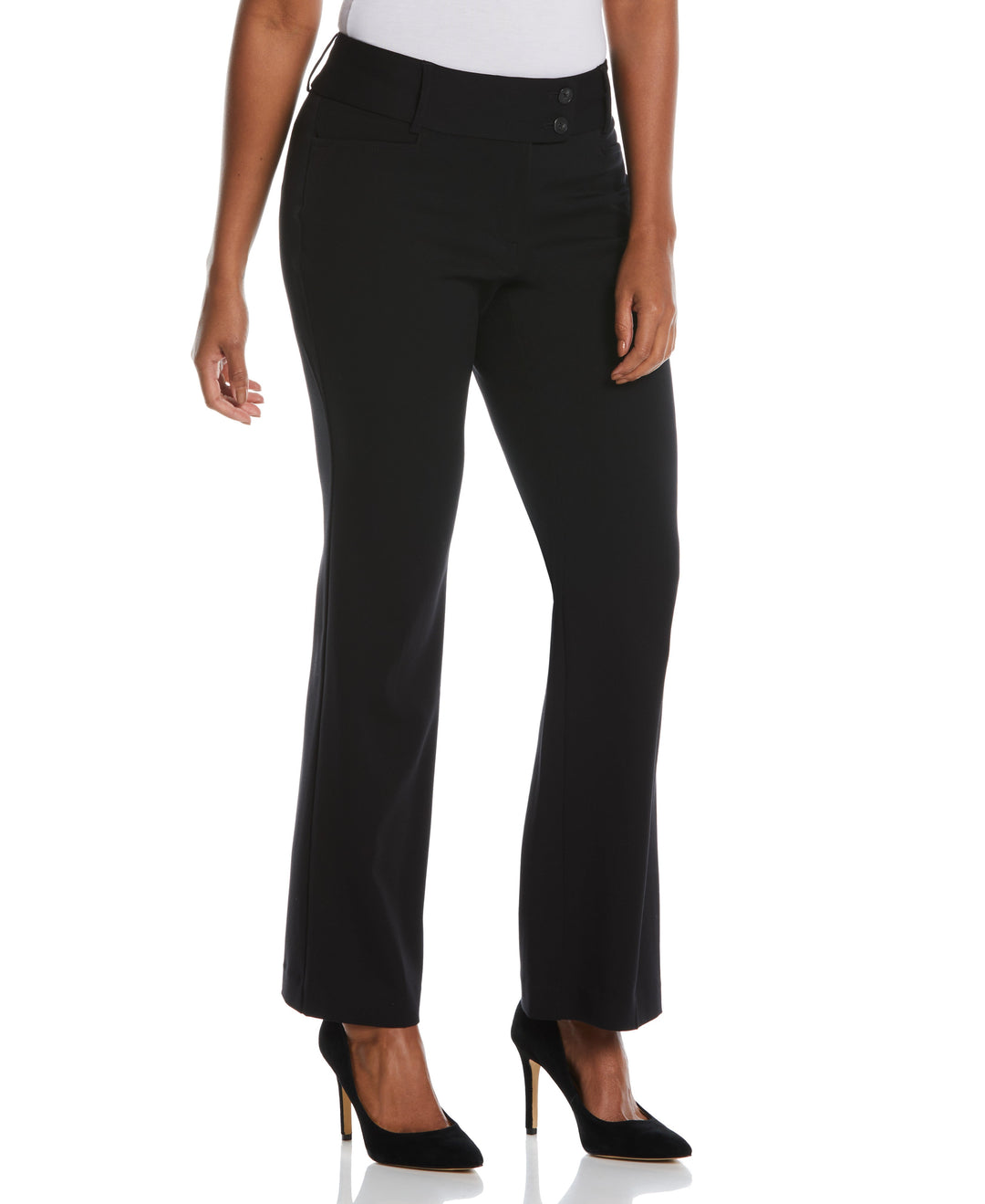 Petite Curvy Fit Boot Cut Pant (Black) 