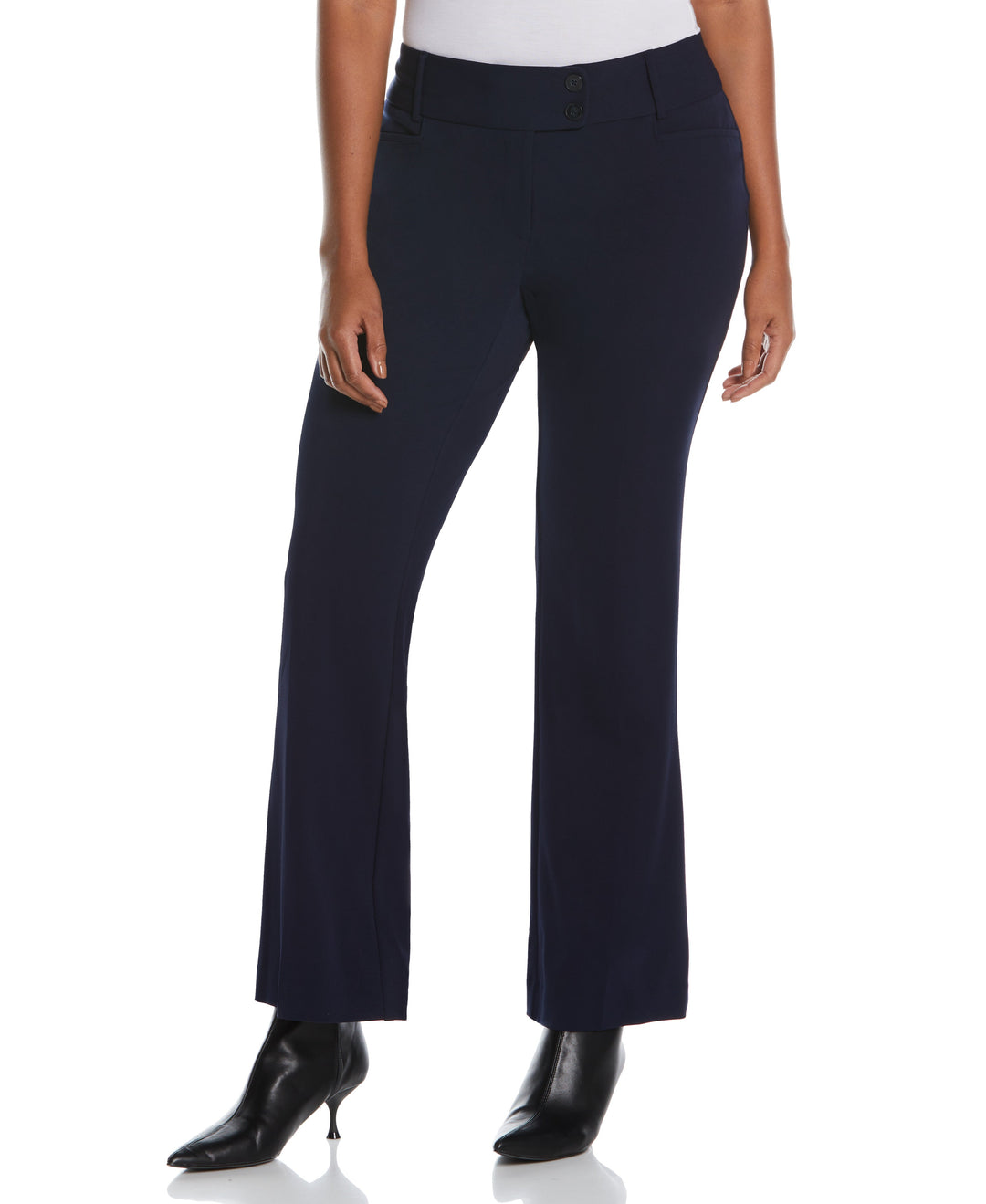 Petite Curvy Fit Boot Cut Pant (Navy) 