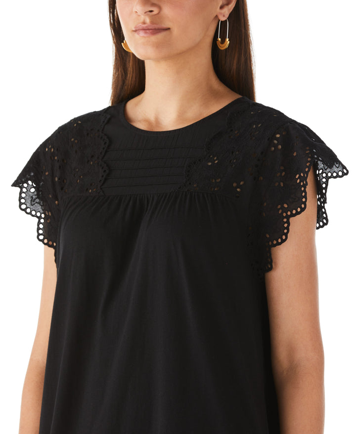 Knit Eyelet Tee (Black) 