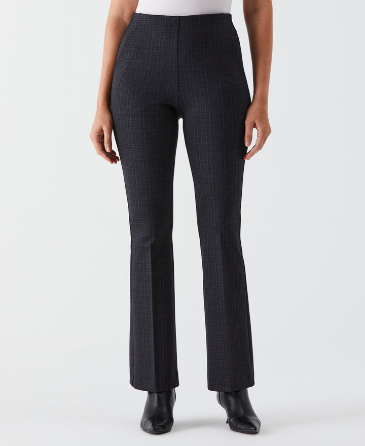Petite Printed Modern Bootcut Ponte Pant (Black) 