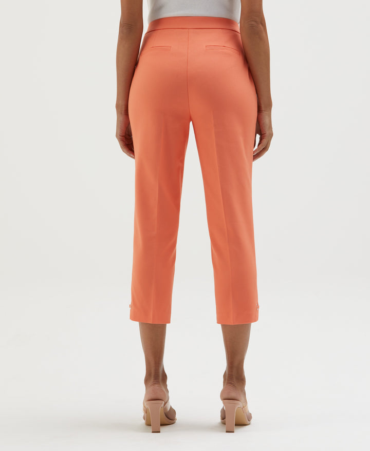 Petite Satin Twill Capri with Grommets (Coral) 