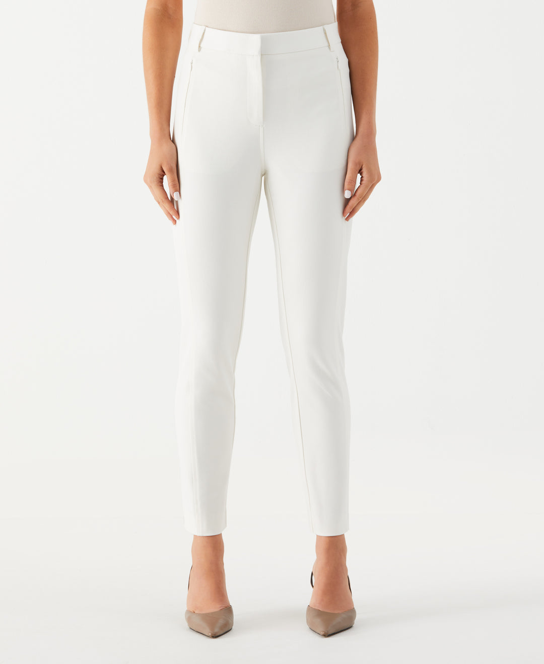 Petite Seamed Ankle Pant (Star White) 