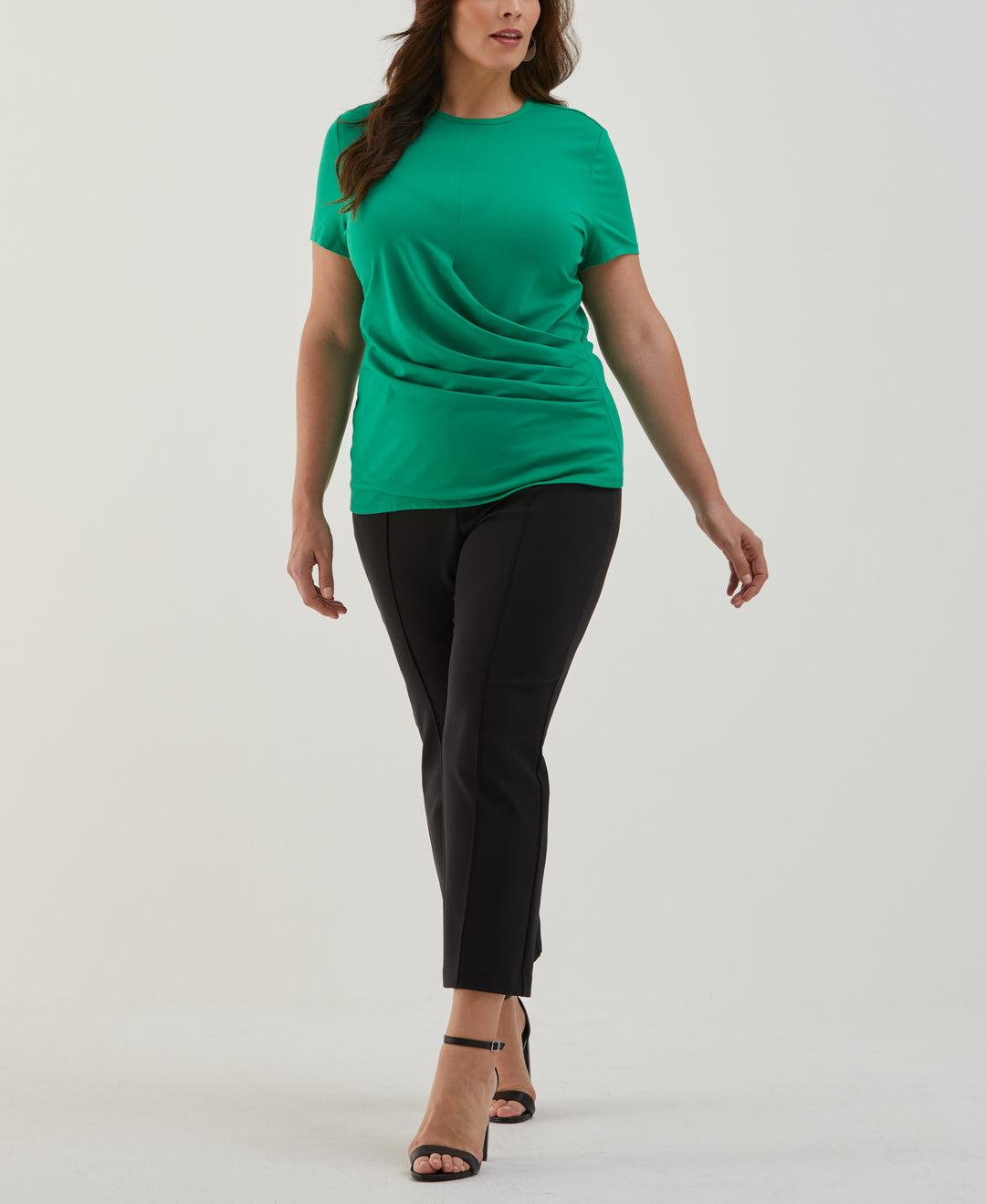 Plus Size Asymmetrical Wrap Top (Jelly Bean) 