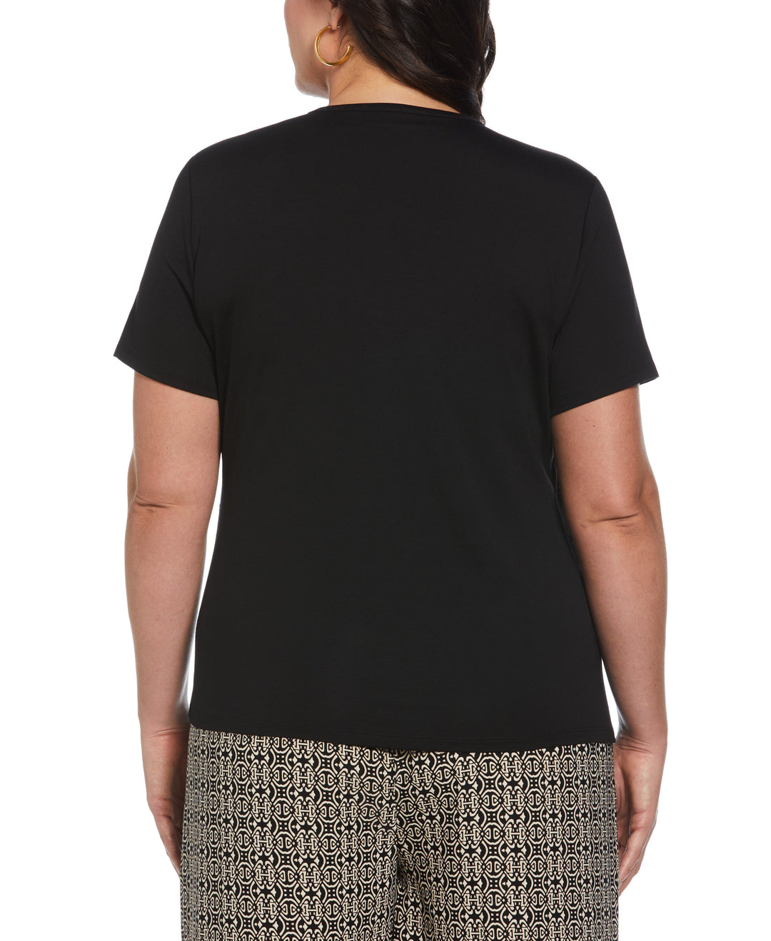 Plus Size Asymmetrical Wrap Top (Black) 