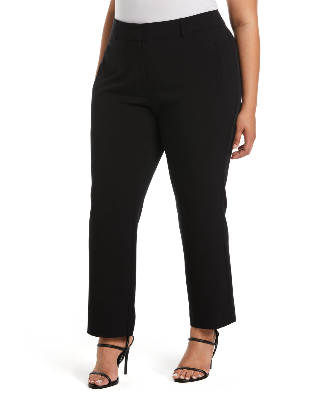 Classic Fit Clean Straight Leg Ankle Pant (Black) 