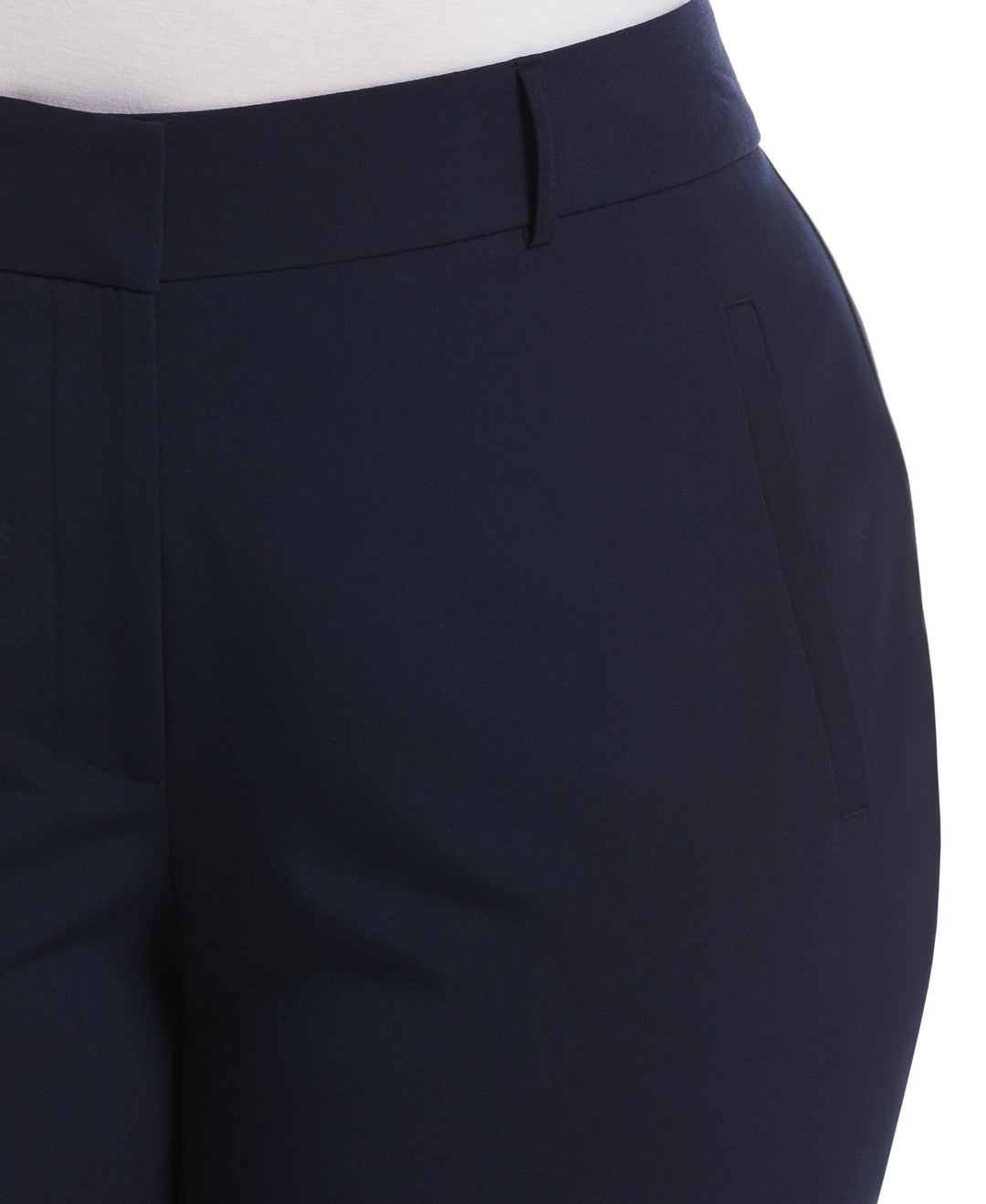 Classic Fit Clean Straight Leg Ankle Pant (Navy) 