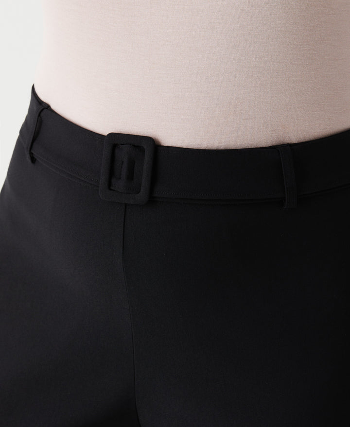 Plus Size Crop Boot Cut Pant with Belt (Black) 