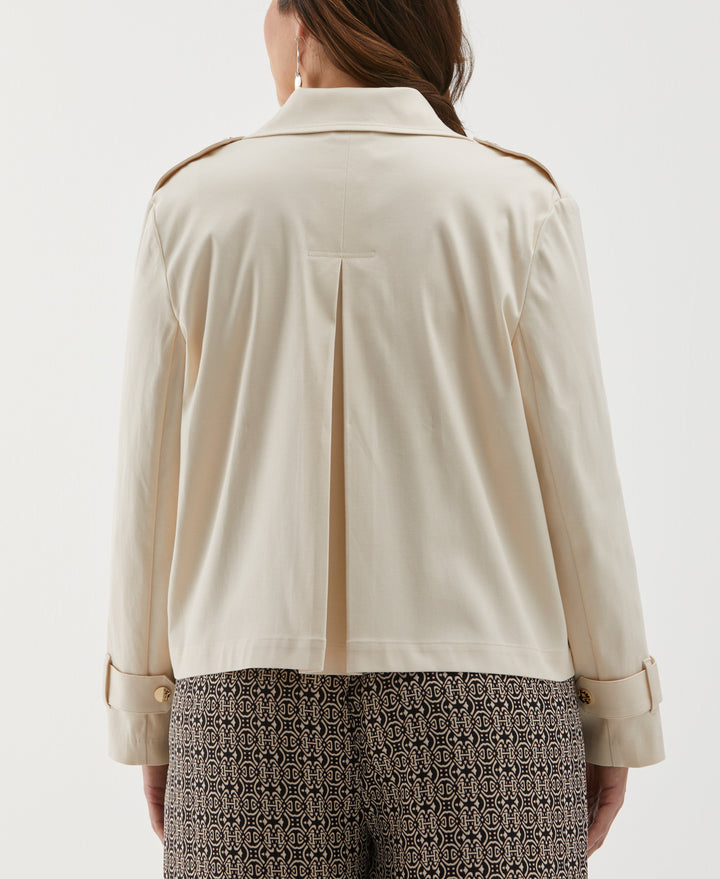 Plus Size Crop Trench Jacket (White Swan) 