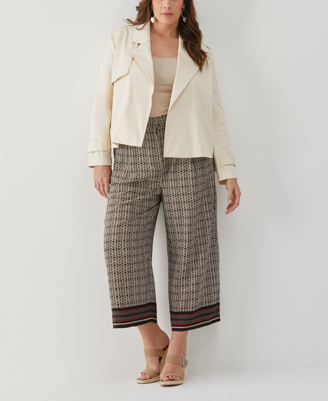 Plus Size Crop Trench Jacket (White Swan) 