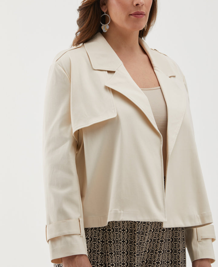 Plus Size Crop Trench Jacket (White Swan) 