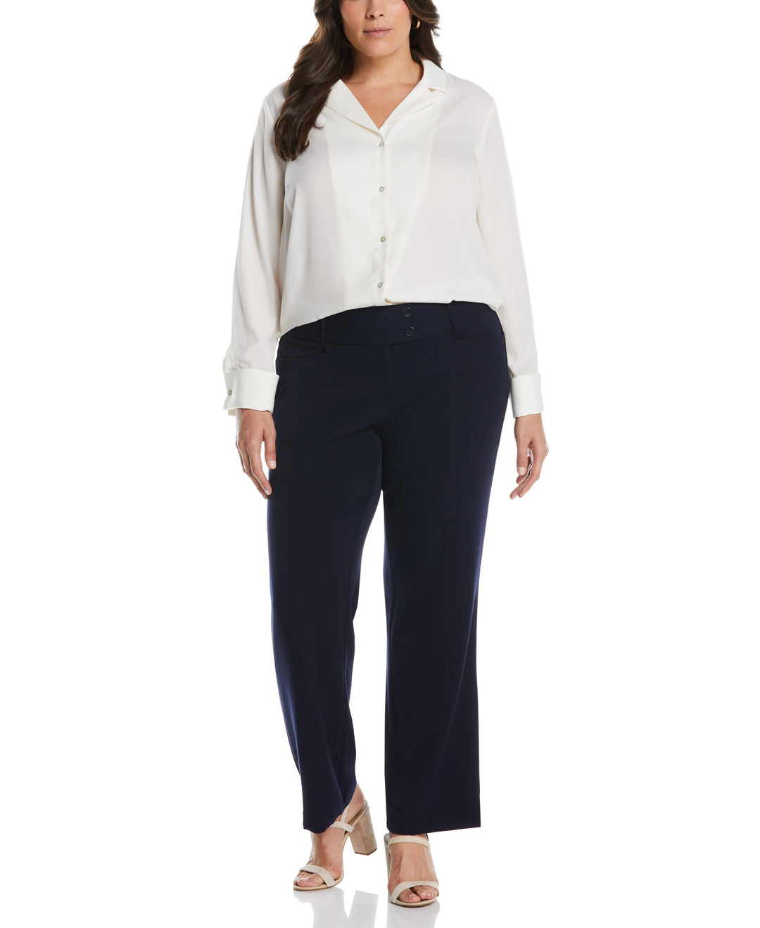 Plus Size Curvy Fit Boot Cut Pant (Navy) 