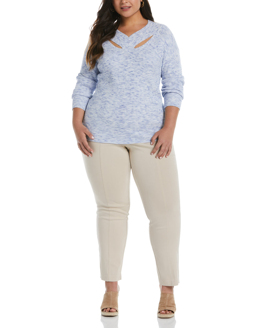 Cutout Neck Sweater (Dazzling Blue) 