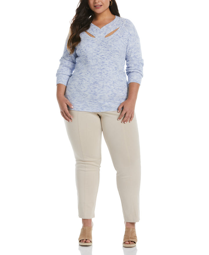 Cutout Neck Sweater (Dazzling Blue) 