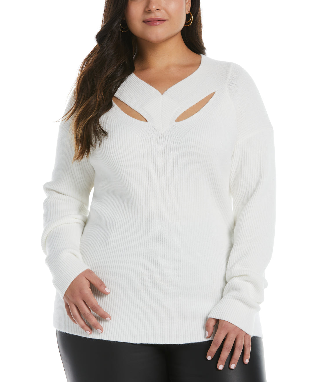 Cutout Neck Sweater (Snow White) 