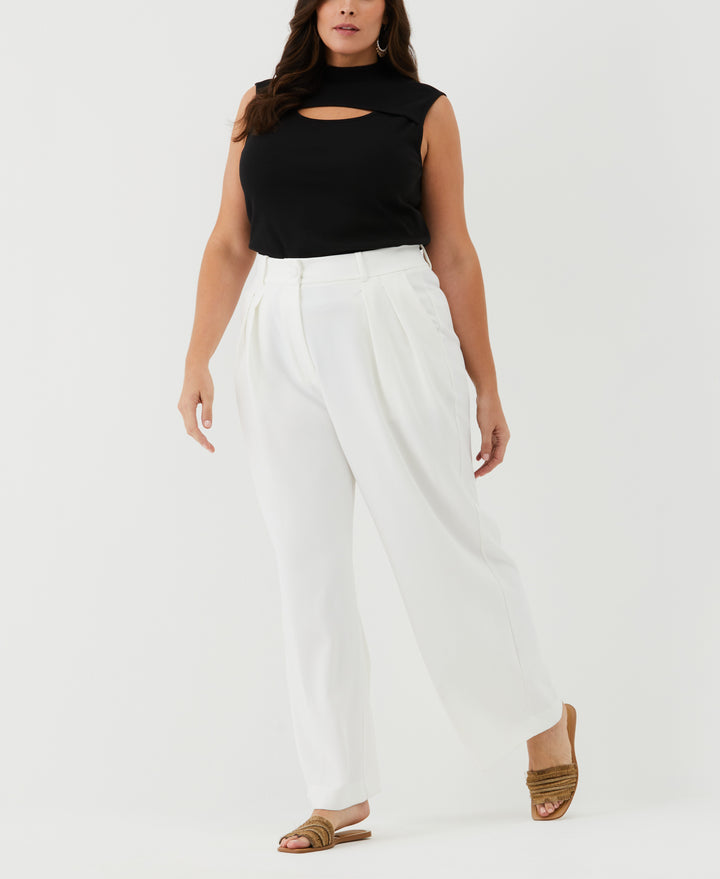 Plus Size Cutout Ribbed Tank Top (Black) 
