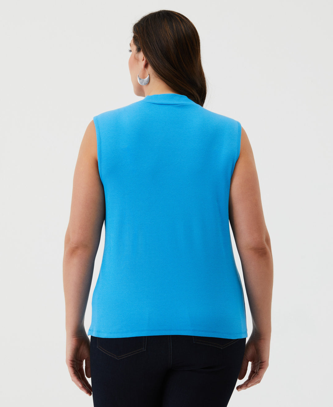 Plus Size Cutout Ribbed Tank Top (Malibu Blue) 