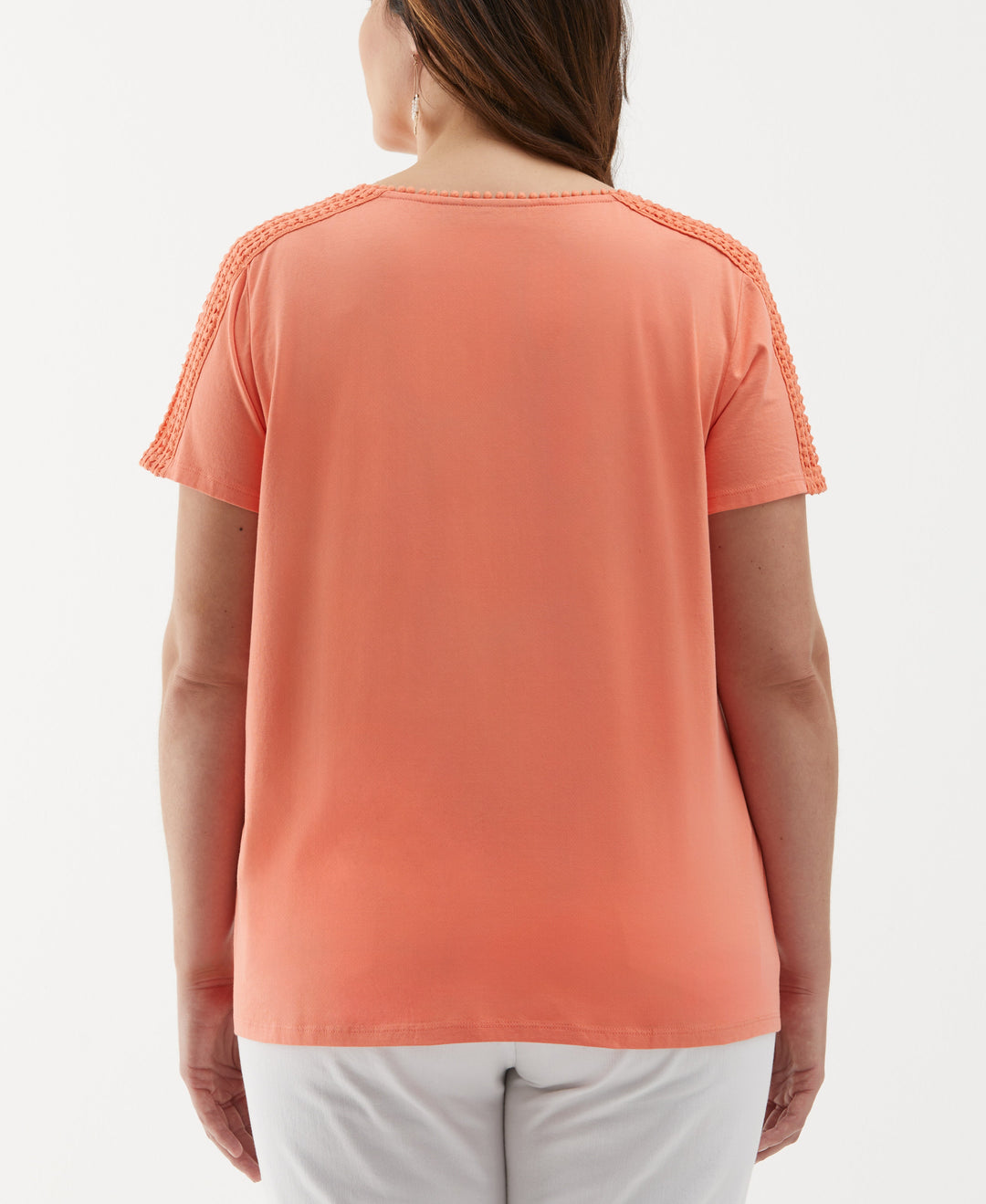Plus Size Dot Trim Tee (Coral) 