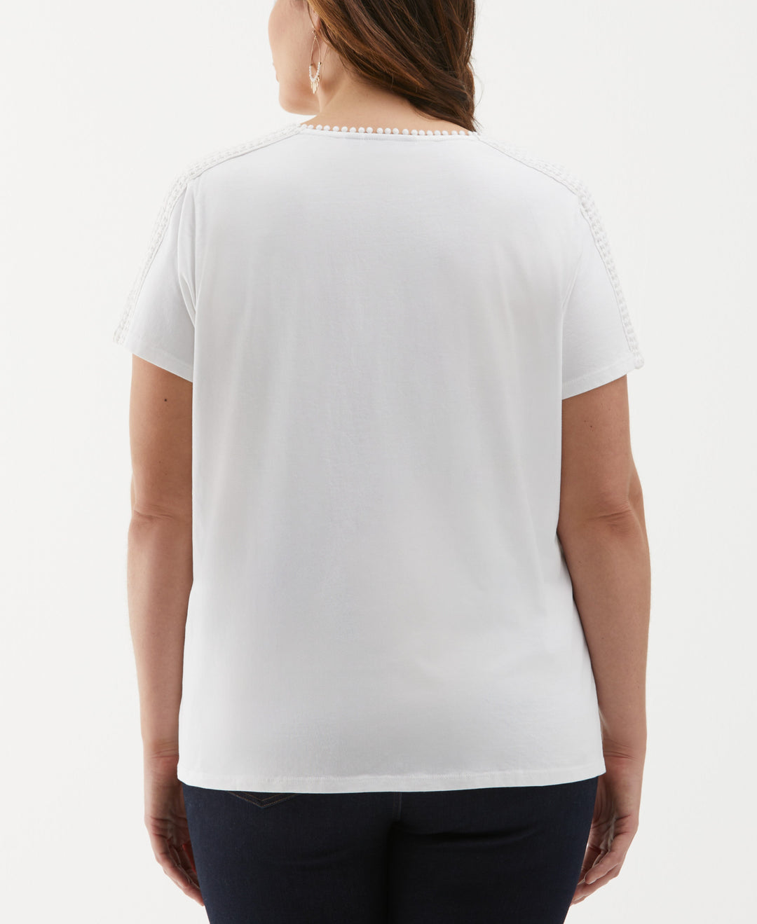Plus Size Dot Trim Tee (White) 