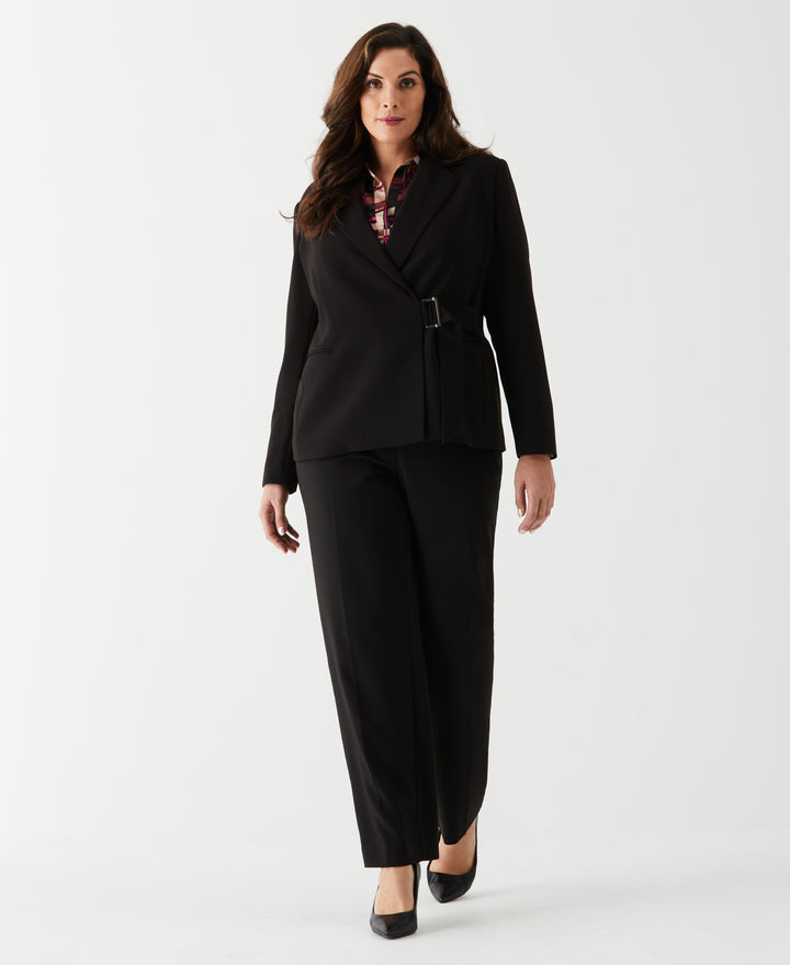 Plus Size Double Breasted Tie Wrap Blazer (Black) 