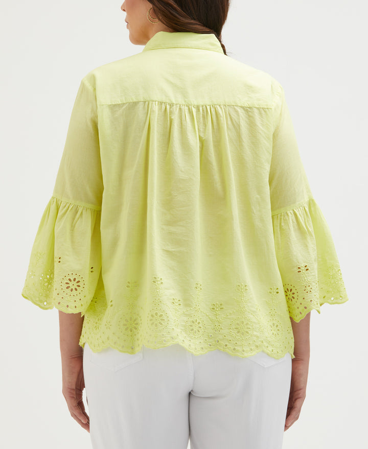 Plus Size Embroidered Blouse (Sunny Lime) 
