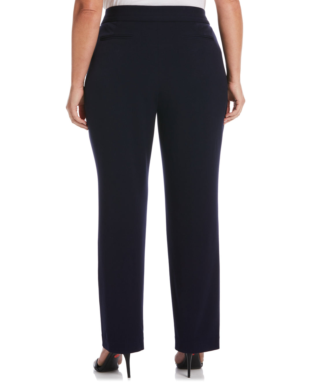 PLUS SIZE GABARDINE SLIM LEG PANT - CURVY FIT (Navy) 