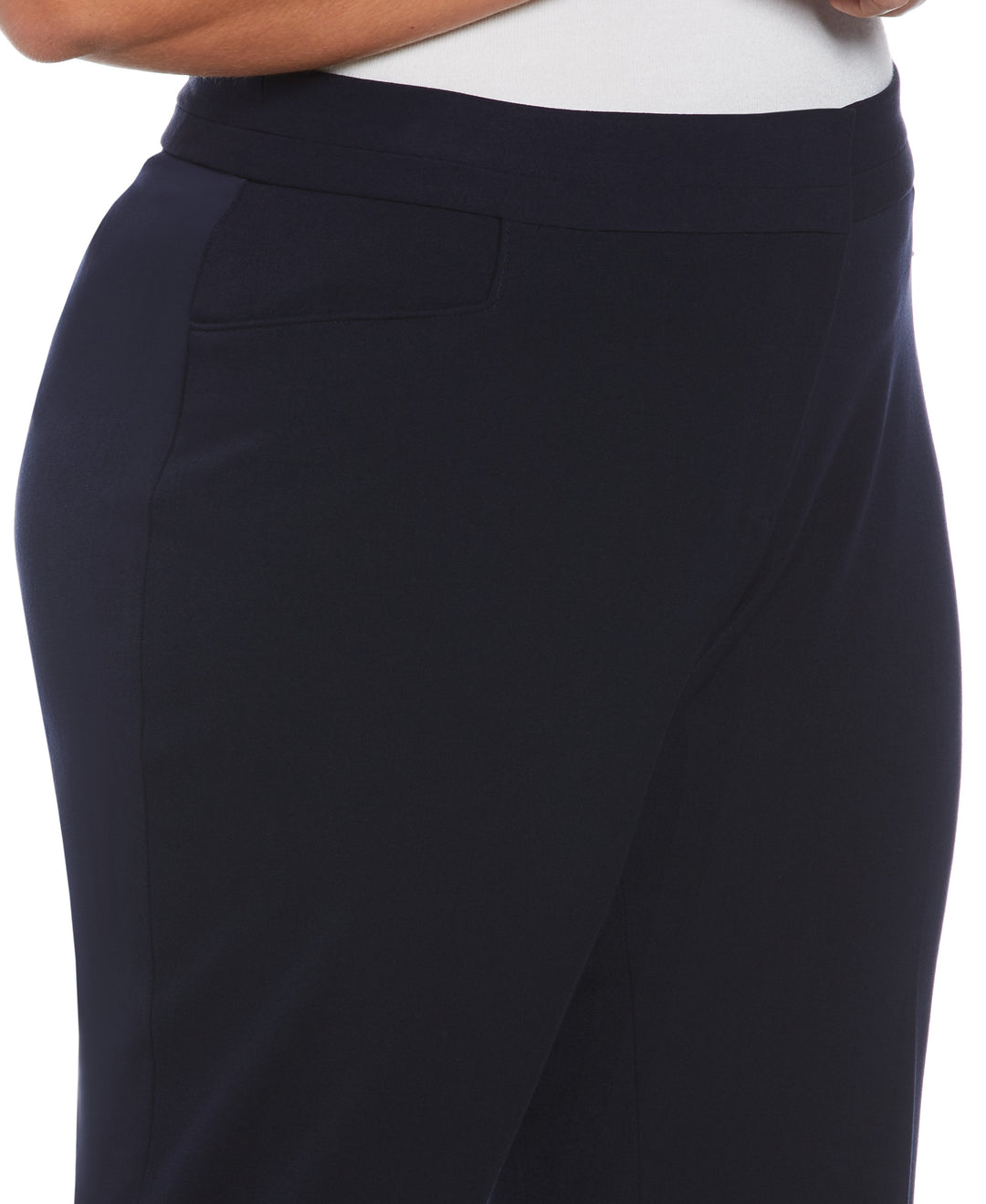 PLUS SIZE GABARDINE SLIM LEG PANT - CURVY FIT (Navy) 